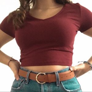 Wild Fable Maroon/Burgundy Crop Top V Neck